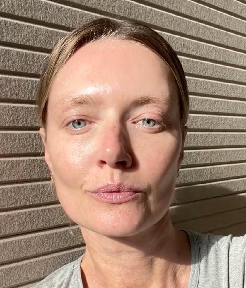 Ana showing luminous skin hours after applying Crystal PDRN Glass Serum