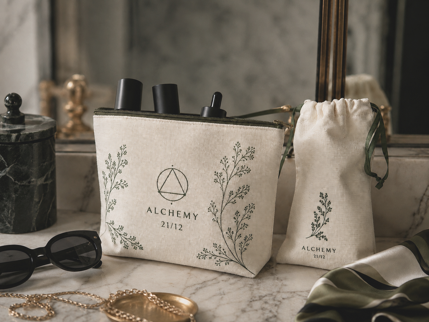 Alchemy 21/12 Cotton Canvas Go Bag packed inside a suitcase
