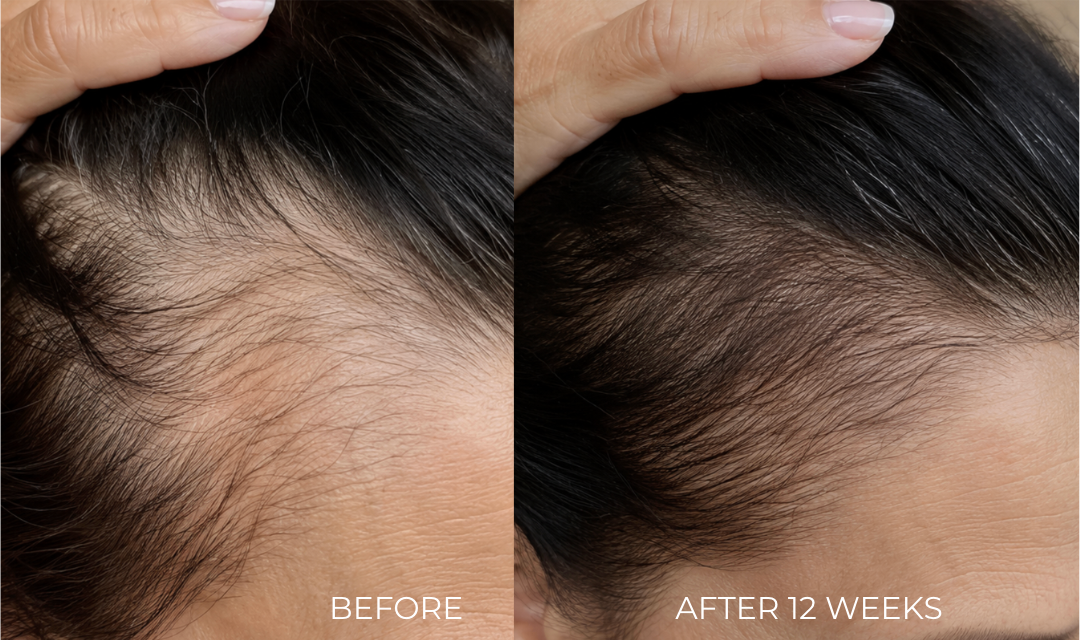 Before and after hair density comparison